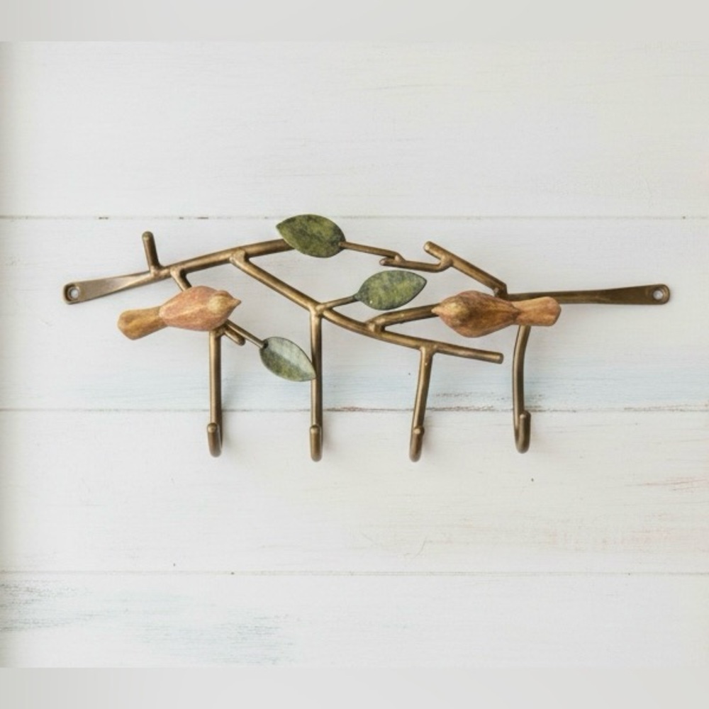 Little Sparrows with Leaves Wall Hook Rack